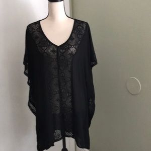 MERONA Women Poncho Black Lace/ Chiffon Cover-Up | S